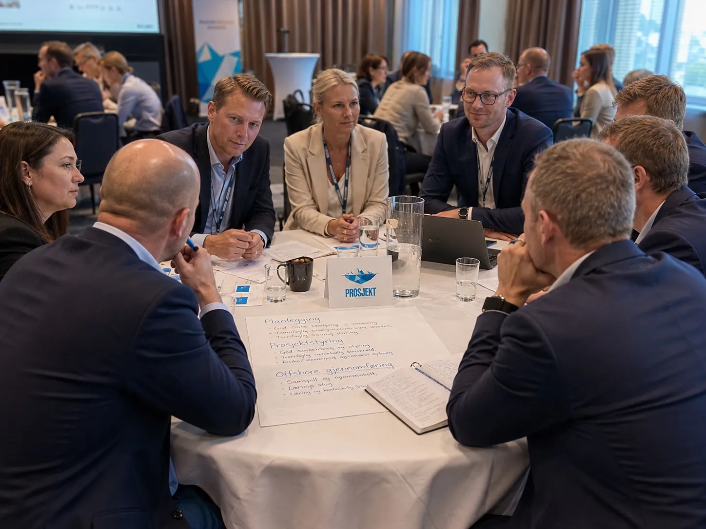 Deltakere diskuterer rundt et bord